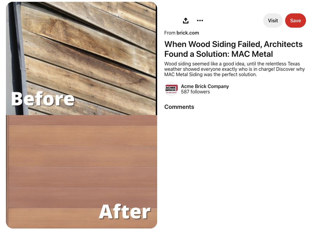 Acme Brick Pinterest Post on Wood Siding