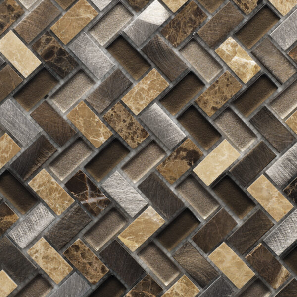 Captivate Glass/Metal Herringbone Dawn 12 x 12