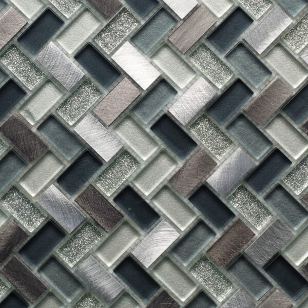 Captivate Glass/Metal Herringbone Night 12 x 12