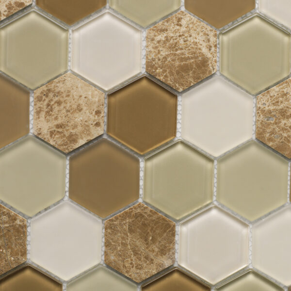 Captivate Glass/Stone Hex Mosaic Dawn 12 x 12