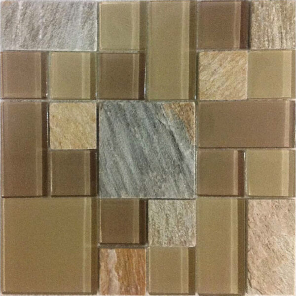 Allure I - Glass & Slate Taos Mosaic 12 x 12