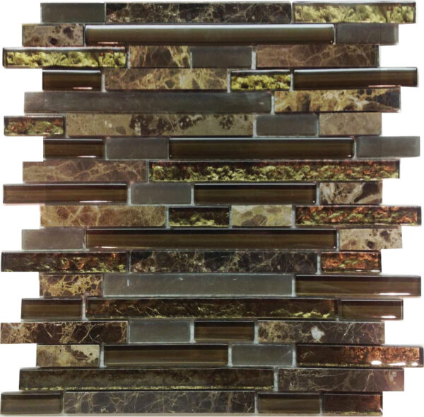 Allure I - Glass, Stone & Foil Ridgecrest Random Linear Mosaic 12 x 12