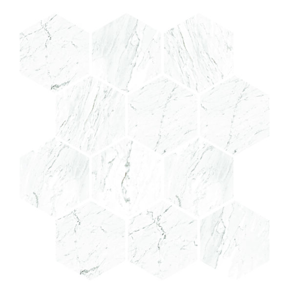 Marbles Carrara White 3" Hexagon 9 x 11
