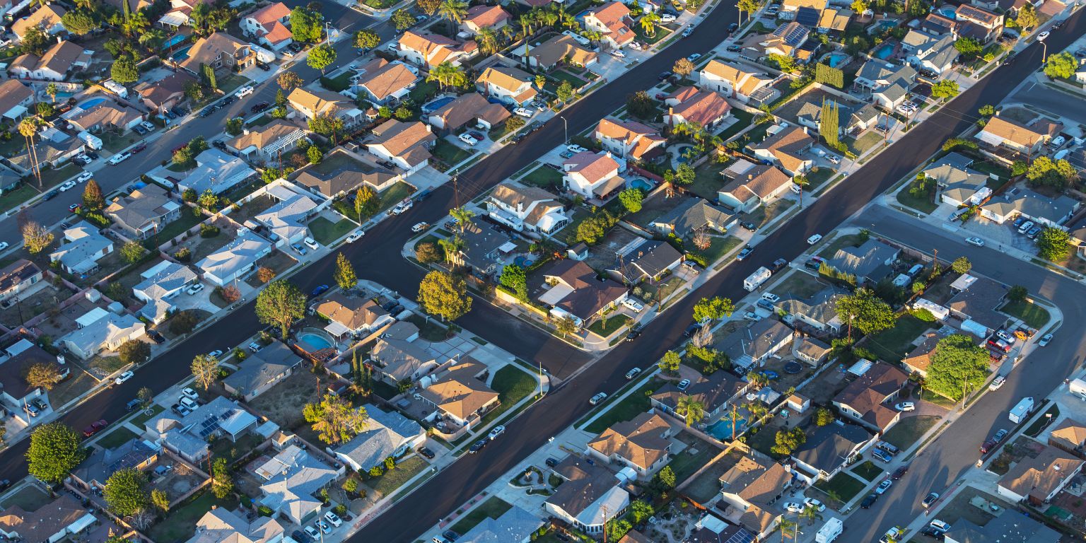 aerial view of neighborhood