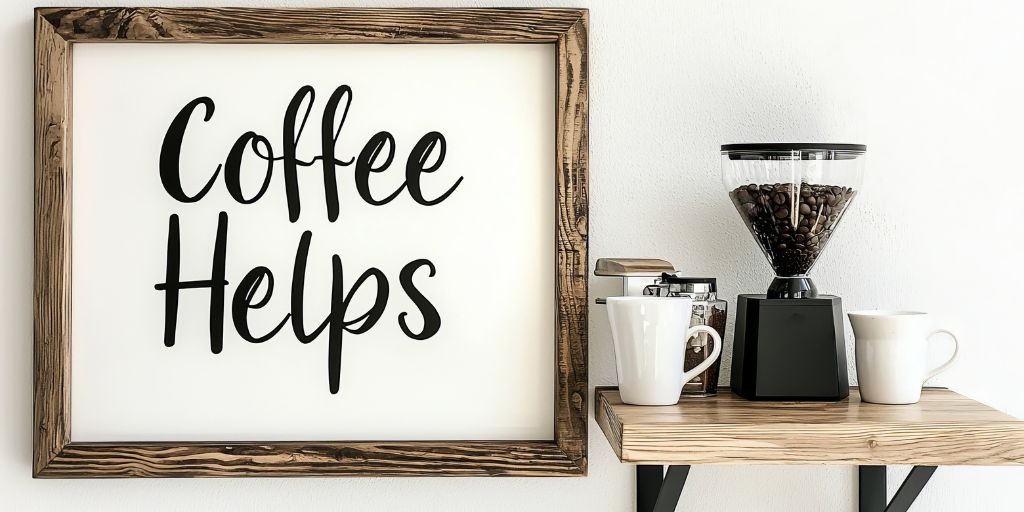 Word sign reads coffee helps