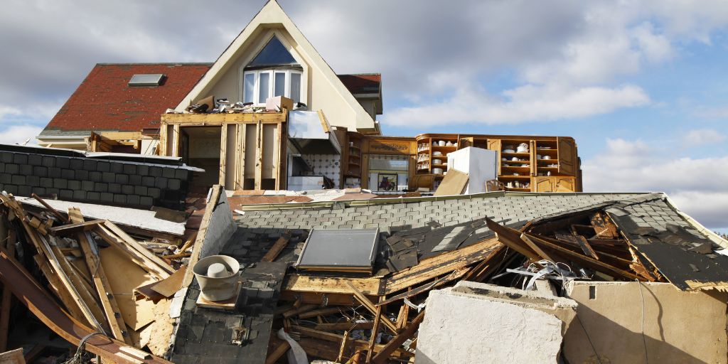 Hurricane damage to a home