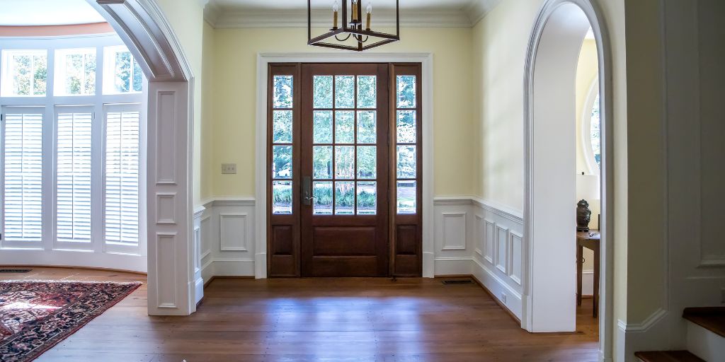 home interior front entrance with arch design