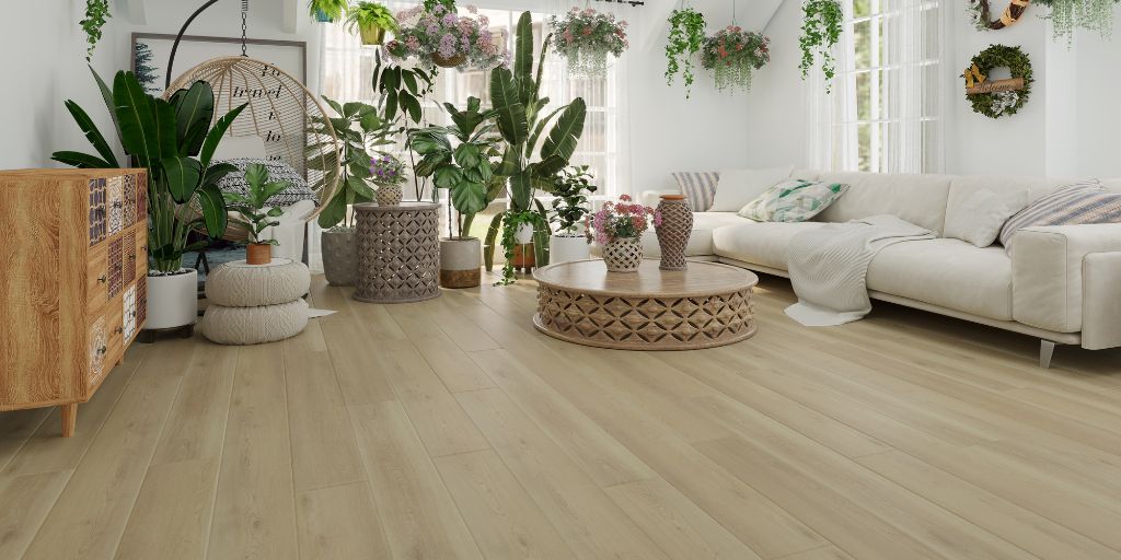 Interior home sitting area featuring engineered hardwood floor