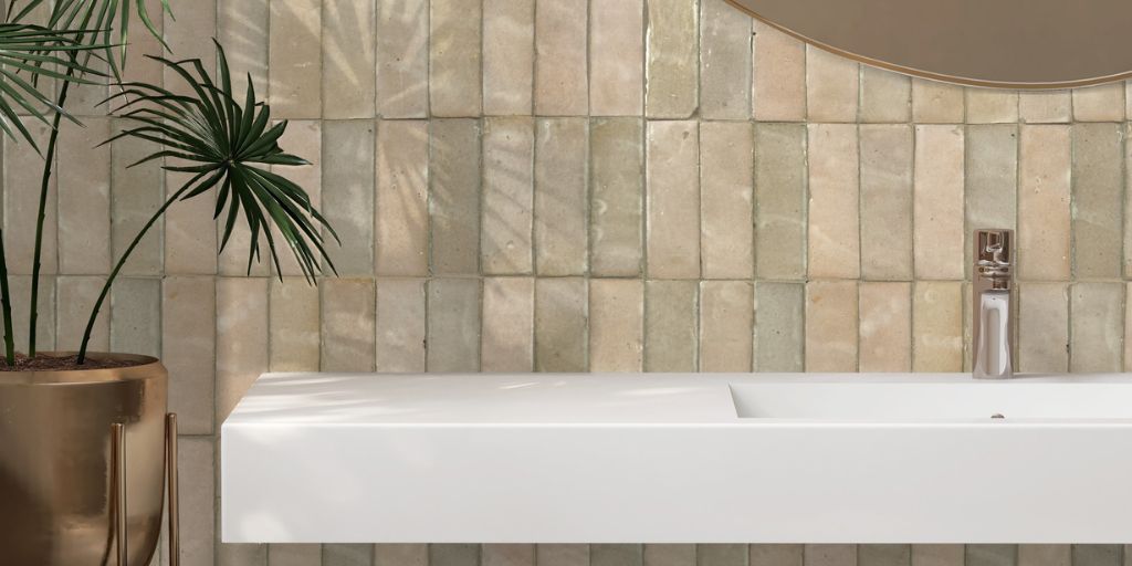 Zellige tile feature in a bathroom