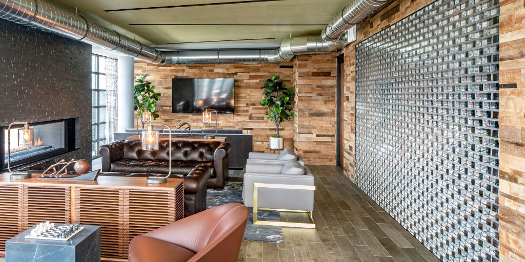 Modern apartment featuring glass block from Seves
