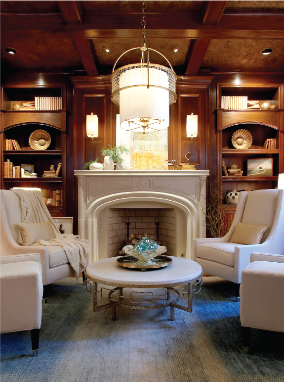 Fireplace with 2 chairs in front