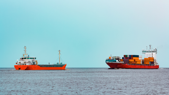 container boats docked offshore