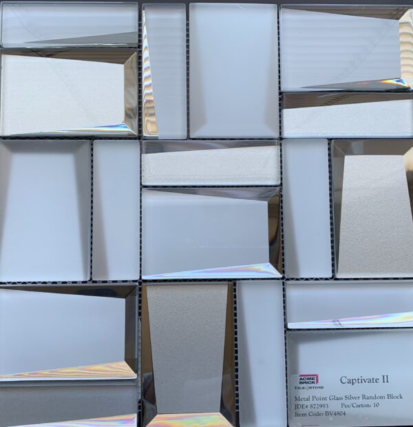 Captivate II Metal Point Glass Block Silver 12 x 12