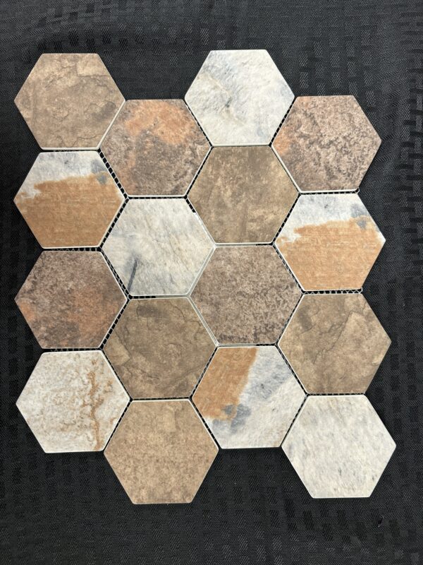 Captivate II Recycled Glass Multi Slate 3" Hex