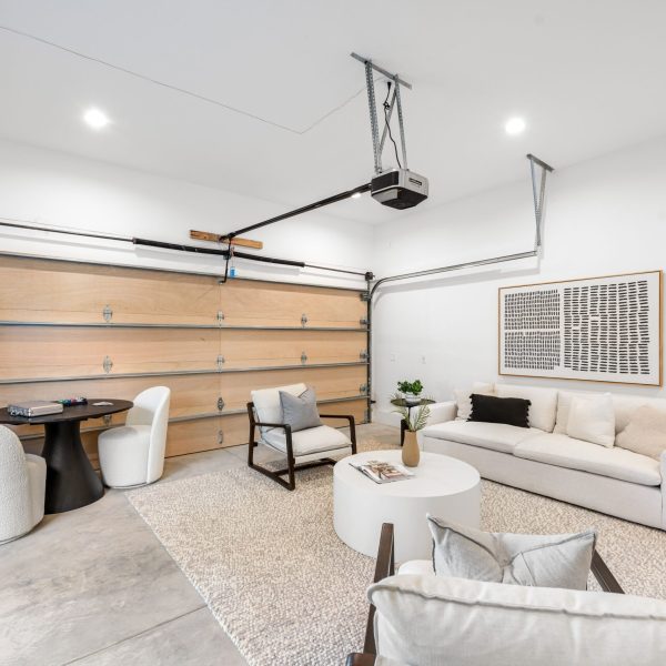 Modern garage turned cozy living space