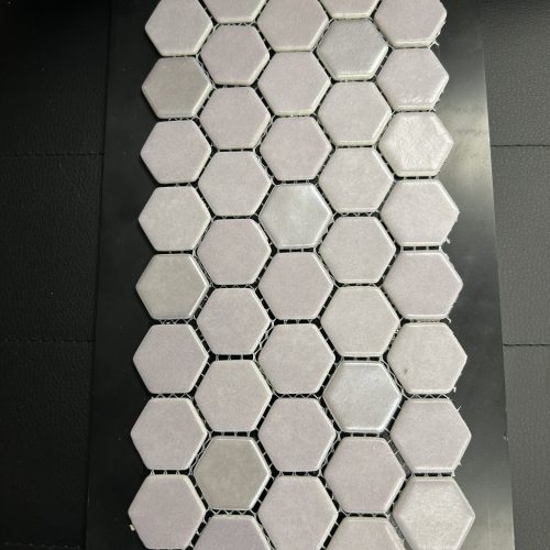 Recycled glass hex light grey