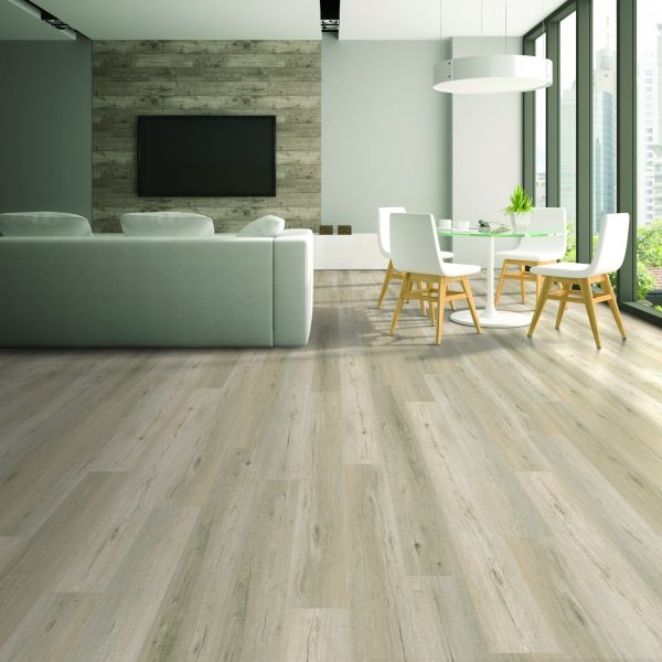 Modern interior with fout white chairs 3D rendering