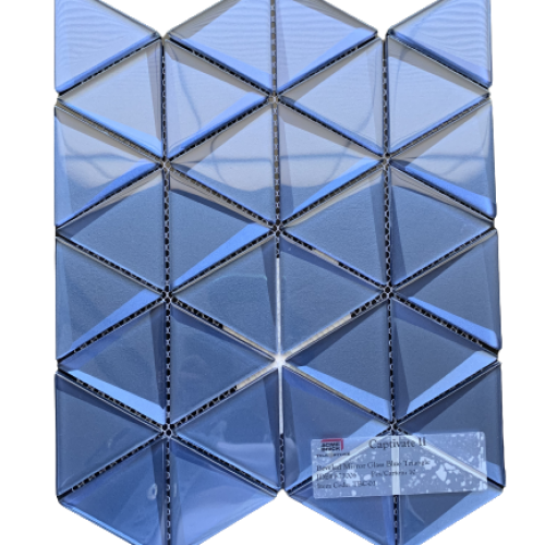 beveled mirror glass blue triangle